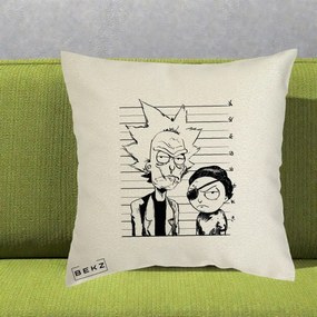 Perna Personalizata Rick si Morty Dosar, 40x40 cm, Ecru, Husa Detasabila, Perna Inclusa, BEKZ®