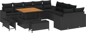 vidaXL Set de canapele pentru grădină 13 pcs Negru poliratan