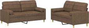 vidaXL Set de canapele cu perne, 2 piese, maro, textil