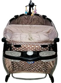 Patut Pliant rotund cu balansoar, Tarc copii Baby Care™ ROUND NEST, Pliabil pe 2 Niveluri cu muzica si Masa infasat, Jucarie Carusel cu jucarii din