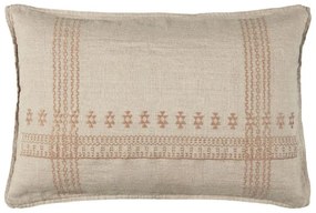 IB Laursen Husa de perna decorativa din in LINEN 40x60 cm, maro deschis cu broderie