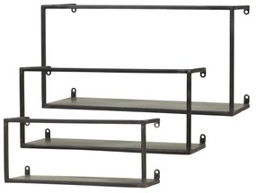 Set 3 Rafturi din metal, negru , Zein