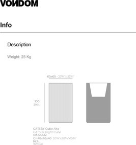 Ghiveci plante design decorativ modern exterior / interior GATSBY PRISMA 60x60x100cm