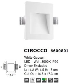 Spot LED incastrabil ideal pentru iluminat scara sau hol CIROCCO, 14,2x17cm NVL-6600801