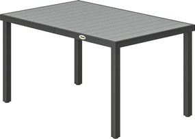 Outsunny Masă de grădină pentru 4-6 persoane, masă de exterior cu blat cu lamele, 140 x 90 x 74 cm, gri | Aosom Romania