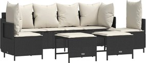 vidaXL Set mobilier de grădină cu perne, 5 piese, negru, poliratan