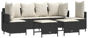 3261545 vidaXL Set mobilier de grădină cu perne, 5 piese, negru, poliratan