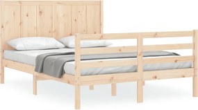 vidaXL Cadru de pat cu tăblie, king size, lemn masiv