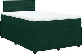 vidaXL Pat box spring cu saltea, verde închis, 120x190 cm, catifea