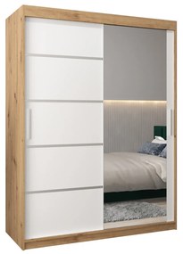 Dulap de haine 150 cm cu oglindă Verika 2 150 (stejar artisan + alb). 1064197