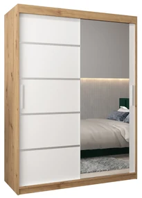 Dulap de haine 150 cm cu oglindă Verika 2 150 (stejar artisan + alb). 1064197