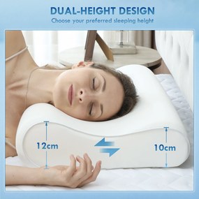 HOMCOM Pernă Memory Foam cu Husă Detașabilă 60x40x10/12 cm Crem | Aosom Romania