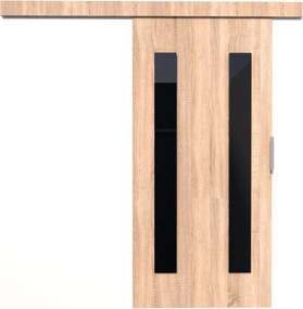 Ușă glisantă HERS (Latime: 86 cm, Culoare: Sonoma /Negru Lacobel)
