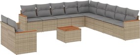vidaXL Set canapele de grădină cu perne, 12 piese, bej, poliratan