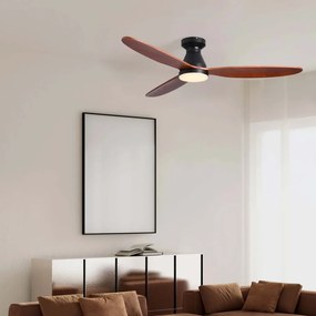 Lustra LED cu Ventilator si telecomanda NELLY D-132cm negru/ lemn inchis