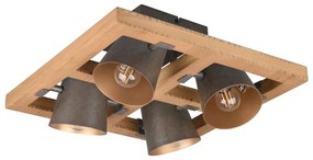 Plafonieră gri închis/în culoare naturală cu abajur din metal 39x39 cm Bell – Trio