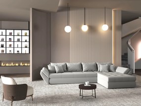 Colțar extensibil dumonde cu ladă de depozitare si sezut confortabil din spuma high-density, Loana XL Royal Antracit II 335x185 cm