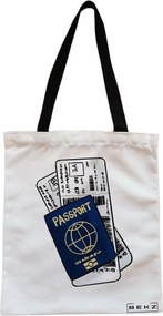 Sacosa de Panza pentru Cumparaturi, Geanta Tote, Travel Girl 19, Cu fermoar, 38x34.5 cm, Alba, BEKZ®