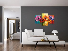 Tablou - Cinci flori colorate (90x60 cm)