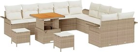 vidaXL Set de canapele pentru grădină cu pernă 13 pcs Bej și crem