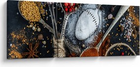 Tablou cu linguri cu condimente (cu ceas) (90x30 cm)