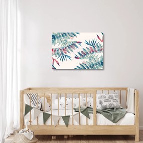 Tablou pe sticlă - Frunze tropicale (70x50 cm)