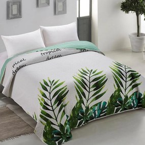 Cuvertură de pat reversibilă matlasată cu motiv tropical Lăţime: 170 cm | Lungime: 210 cm