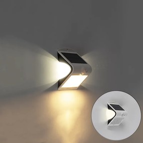 Lampă de perete exterioară albă 14,5 cm cu dimmer și senzor pe solar - Daya