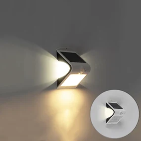 Lampă de perete exterioară albă 14,5 cm cu dimmer și senzor pe solar - Daya