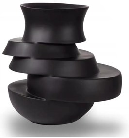 Vază din rășină, 38x33x36 cm, negru mat
