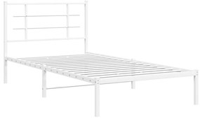 355605 vidaXL Cadru de pat din metal cu tăblie, alb, 100x200 cm
