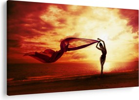 Tablou - Silueta femeii la apus de soare (90x60 cm)