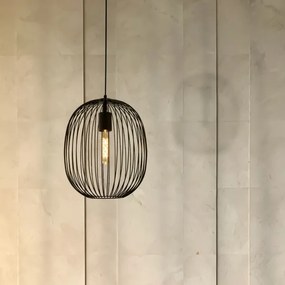 Lampă suspendată cu cablu OVELLA 1xE27/15W/230V Ø 34 cm neagră