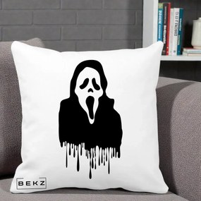 Perna Personalizata Halloween Ghostface Scream Picurand, 40x40 cm, Alba Mata, Husa Detasabila, Perna Inclusa, BEKZ®