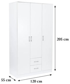 Dulap Miami 120x205 cm alb-alb