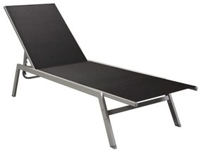 48011 vidaXL Șezlong de plajă, negru, oțel și textilenă