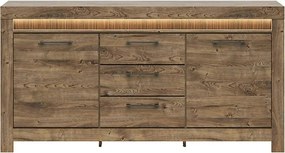 Comoda TORIN, stejar, PAL laminat, cu iluminare LED, 180x45x83 cm