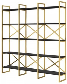 Biblioteca Living VG6-LB, PAL Melaminat, Negru / Auriu