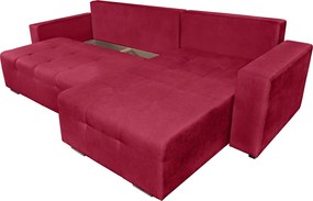 Coltar extensibil Venice, 287x169x96 cm, cu lada de depozitare, Rosu