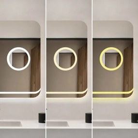 Oglindă Baie LED și Dezaburire Elit's Premium cu Senzor Touch, Lumina Rece, Caldă și Neutră, 90x60cm, Lupa Cosmetica