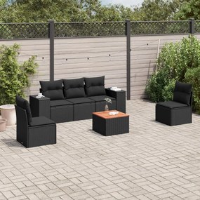 3257714 vidaXL Set mobilier de grădină cu perne, 6 piese, negru, poliratan