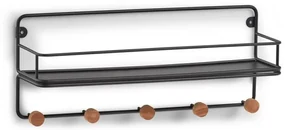 Cuier Zeller Wood Steel, negru, 45 x 11.8 x 18 cm