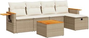 vidaXL Set canapele de grădină cu perne, 6 piese, bej, poliratan