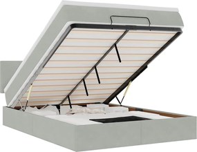 vidaXL Cadru de pat otoman cu saltea Gri deschis 140x190cm catifea