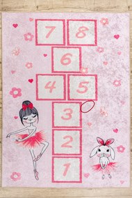 JUNIOR 51828.802 covor lavabil hopscotch, balerină pentru copii anti-alunecare - roz - SECUNDAR-COTATI PRODUSUL