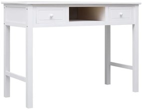 vidaXL Birou, alb, 108x45x76 cm, lemn masiv de paulownia