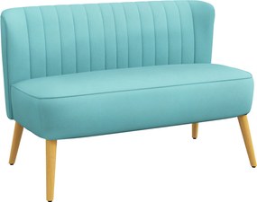 HOMCOM Canapea retro design 2 locuri, picioare din lemn, 117 cm x 56,5 cm x 77 cm, Verde | Aosom Romania