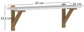 Poliță 65 cm Nickole (alb + Stejar pietros). 1053090