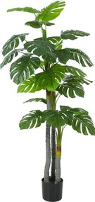 HOMCOM Arbore artificial Monstera H.1,5 m Trunchi și ramuri realiste, finisaj mușchi, frunze 'tortue', ghiveci inclus | Aosom Romania
