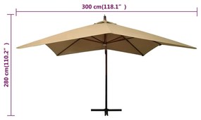 Umbrela de soare suspendata stalp din lemn 300 cm gri taupe Gri taupe